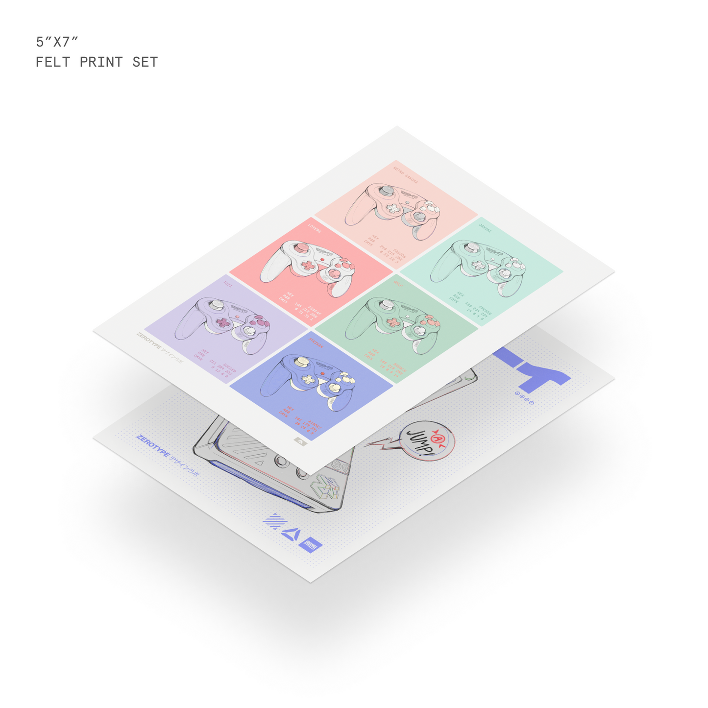 Console Sketches Felt Mini Print Set (5"x7")